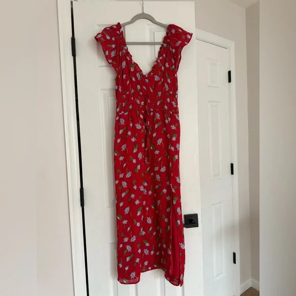 NWT J.Crew Palermo midi dress in ramie red multi Small - Picture 4 of 5